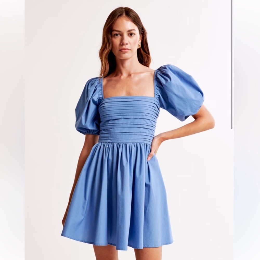 Abercrombie & Fitch Emerson Waisted Blue Mini Dress Medium Petite a&f sz. MP